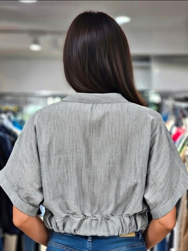 شومیز لنین زنانه جلو گره ای کوتاه